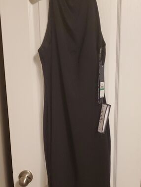 RACHEL Rachel Roy Black Sleeveless Pleated Neck Dress